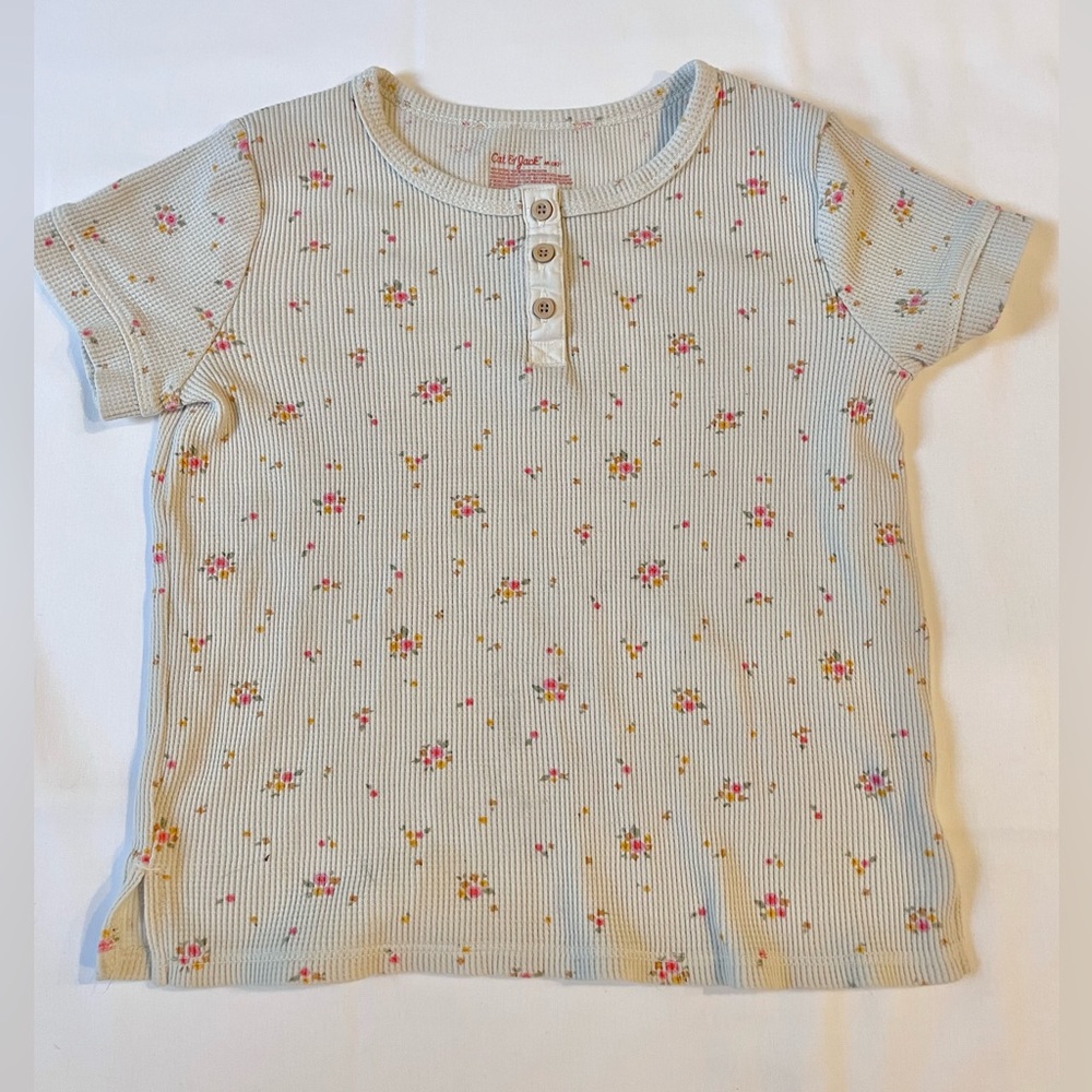 Girls Floral Waffle Tee